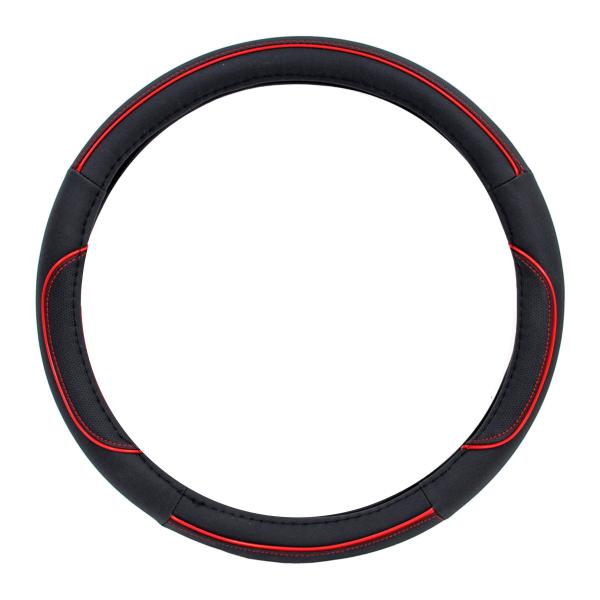 Xkeribom Lenkradbezug 37-38cm Lenkradschoner Lenkradschutz Schwarz Rot Stripe